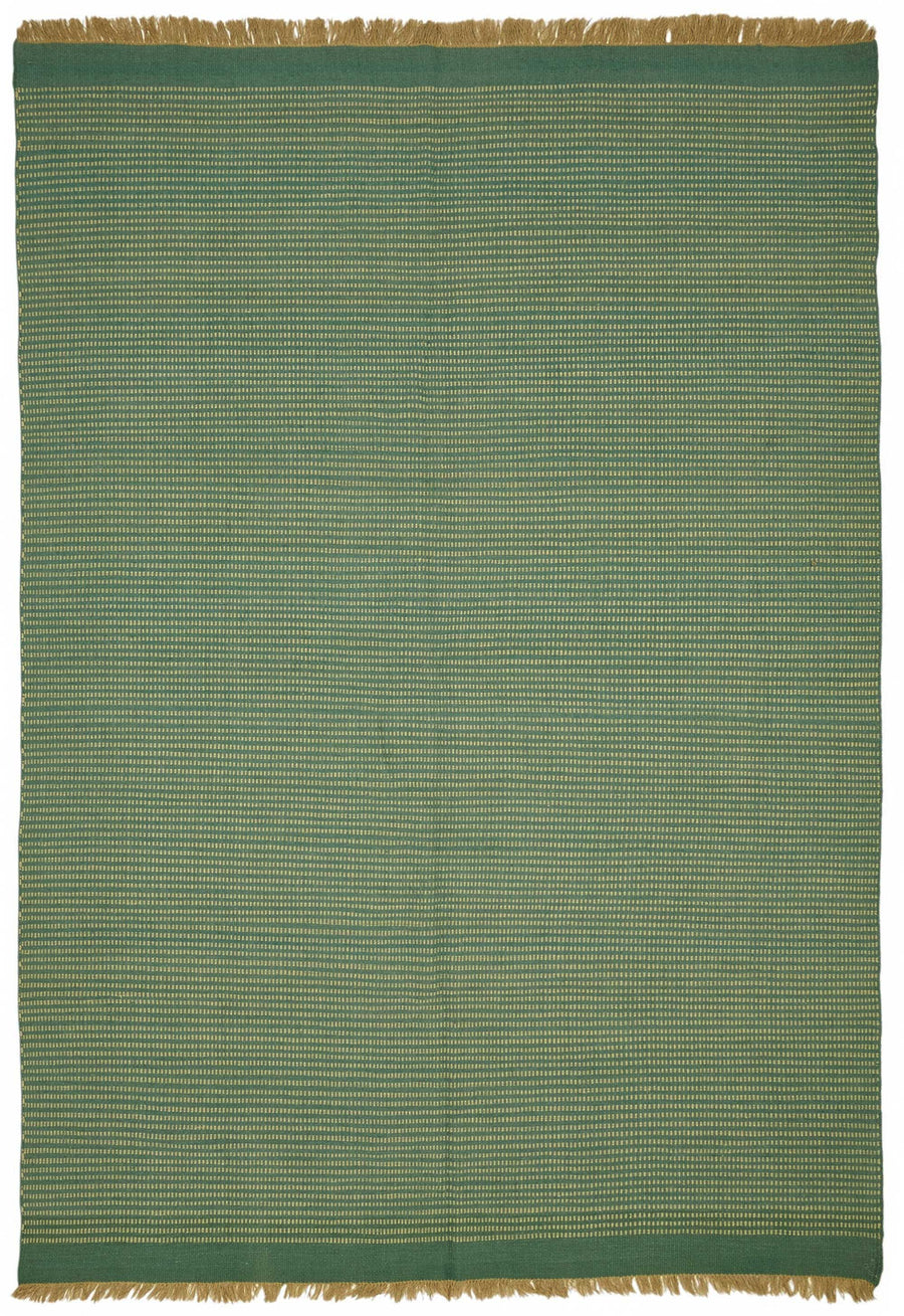 Gozvan Yeşil Bej Çizgili Yün El Dokuma Halı 301x435 cm