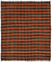 Gozvan Kırmızı Siyah Kareli Geometrik El Dokuma Halı 292x337 cm
