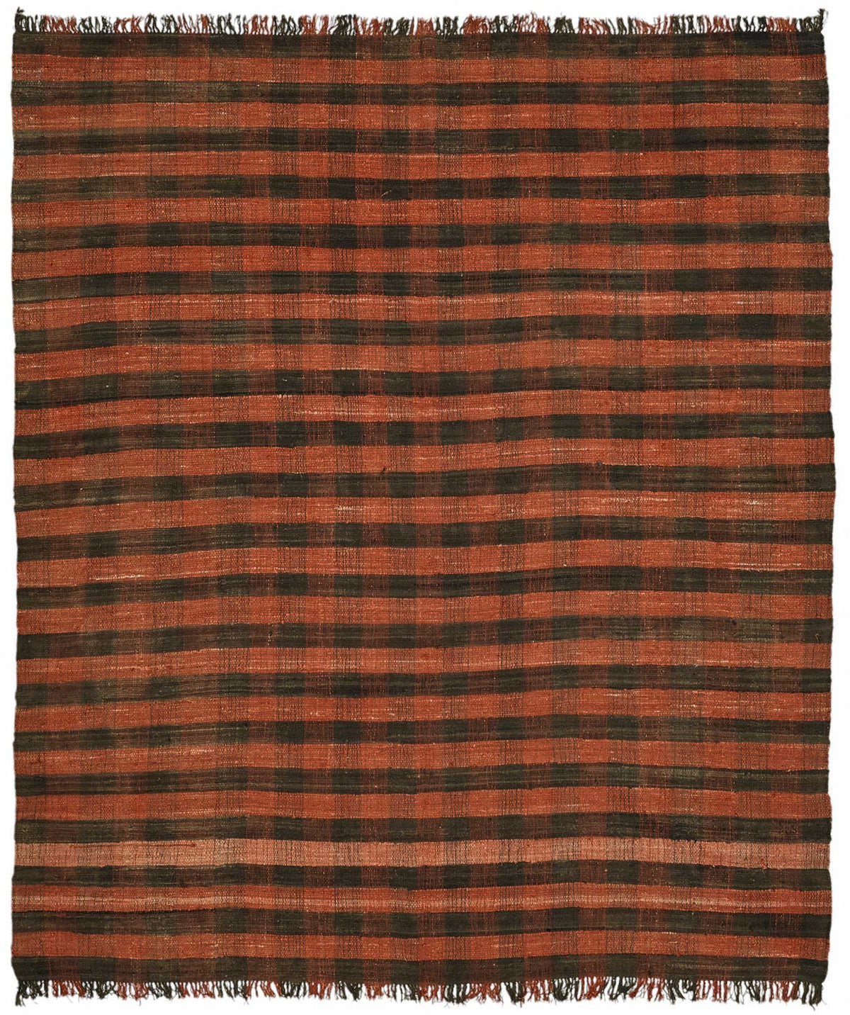 Gozvan Kırmızı Siyah Kareli Geometrik El Dokuma Halı 292x337 cm