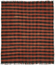 Gozvan Kırmızı Siyah Kareli Yün ve Pamuk Dokuma Halı 296x335 cm