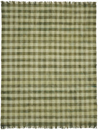 Gozvan Zeytin Yeşili ve Bej Geometrik Dokuma Modern Halı 270x343 cm