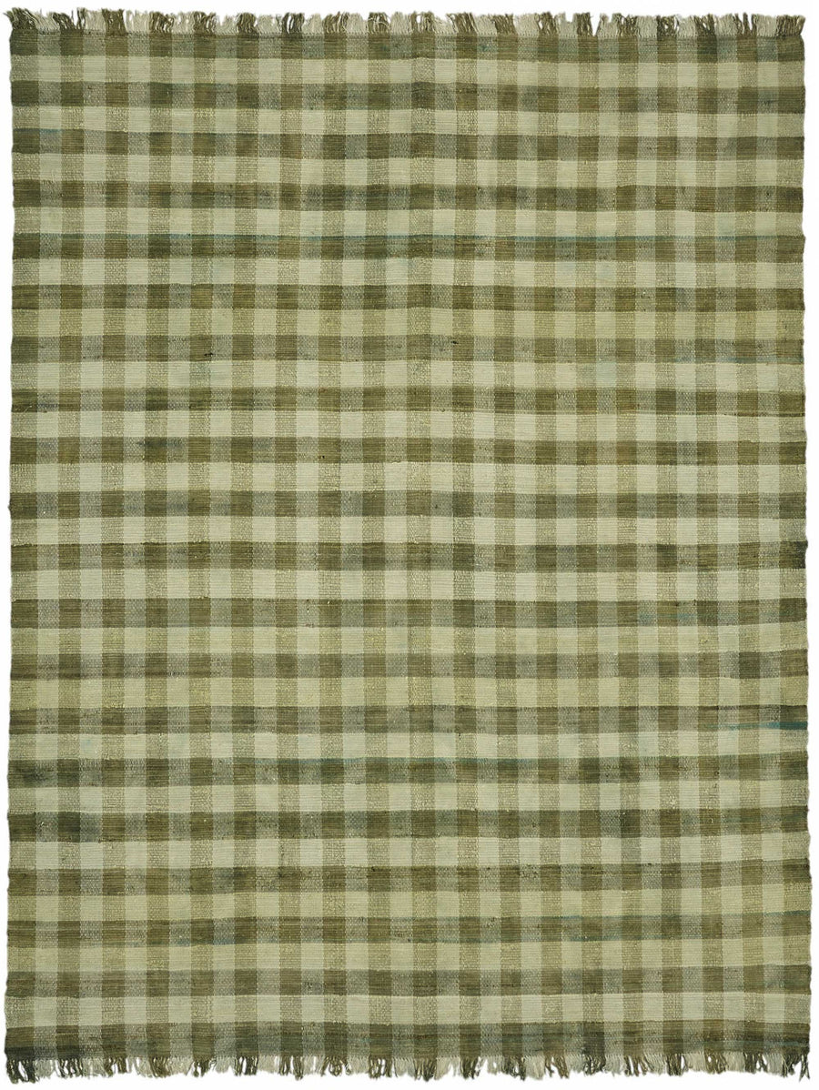 Gozvan Zeytin Yeşili ve Bej Geometrik Dokuma Modern Halı 270x343 cm