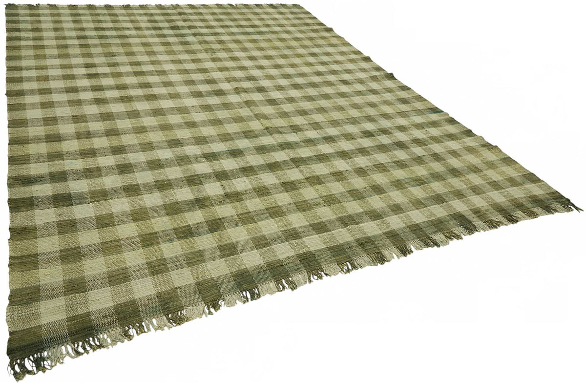 Gozvan Zeytin Yeşili ve Bej Geometrik Dokuma Modern Halı 270x343 cm – genel görünüm