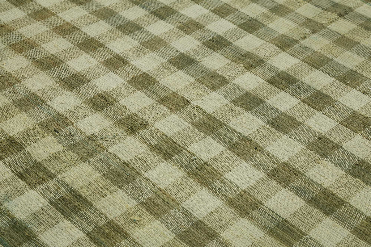 Gozvan Zeytin Yeşili ve Bej Geometrik Dokuma Modern Halı 270x343 cm – mekânda kullanım
