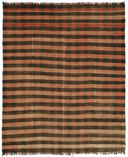 Gozvan Kırmızı Siyah Kareli Dama Geometrik El Dokuma Halı 291x346 cm