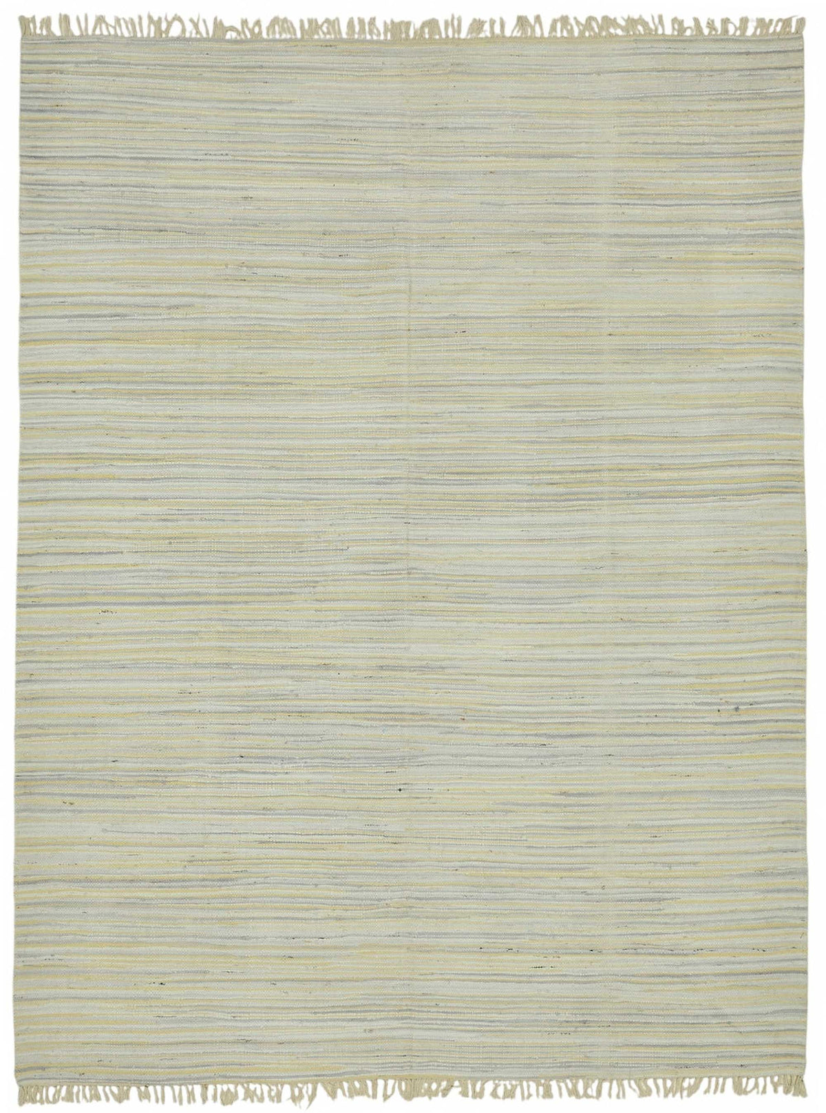 Gozvan Açık Gri ve Bej Çizgili Yün El Dokuma Halı 270x354 cm 48923
