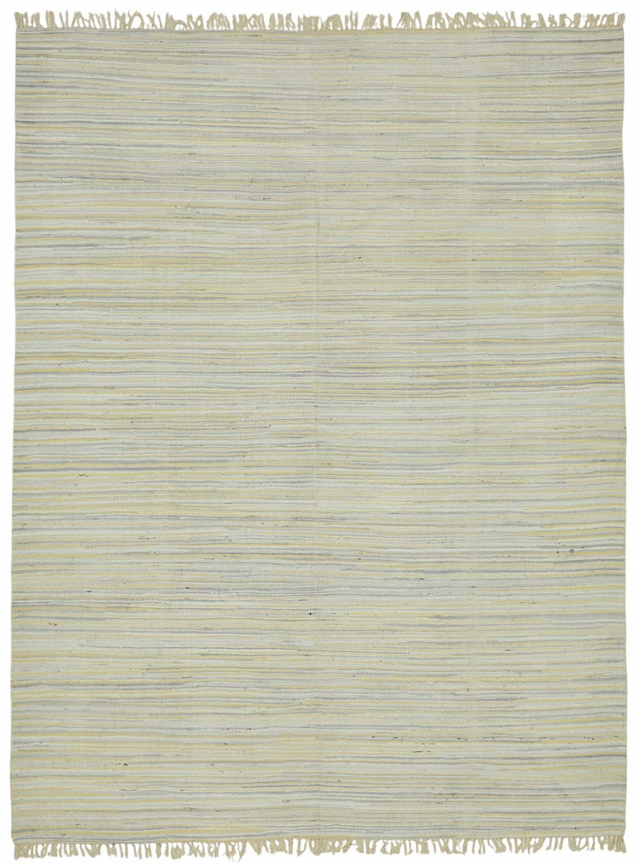 Gozvan Açık Gri ve Bej Çizgili Yün El Dokuma Halı 270x354 cm 48923