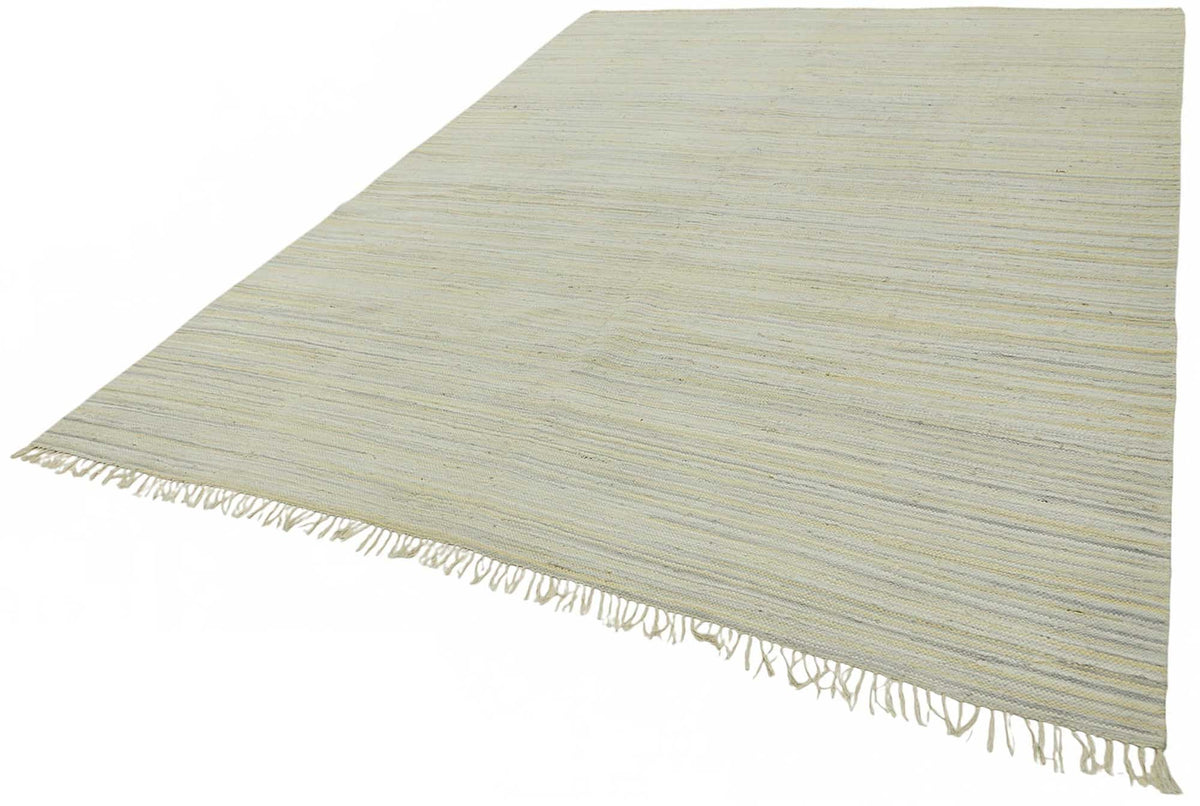 Gozvan Açık Gri ve Bej Çizgili Yün El Dokuma Halı 270x354 cm 48923 – doku yakın çekim
