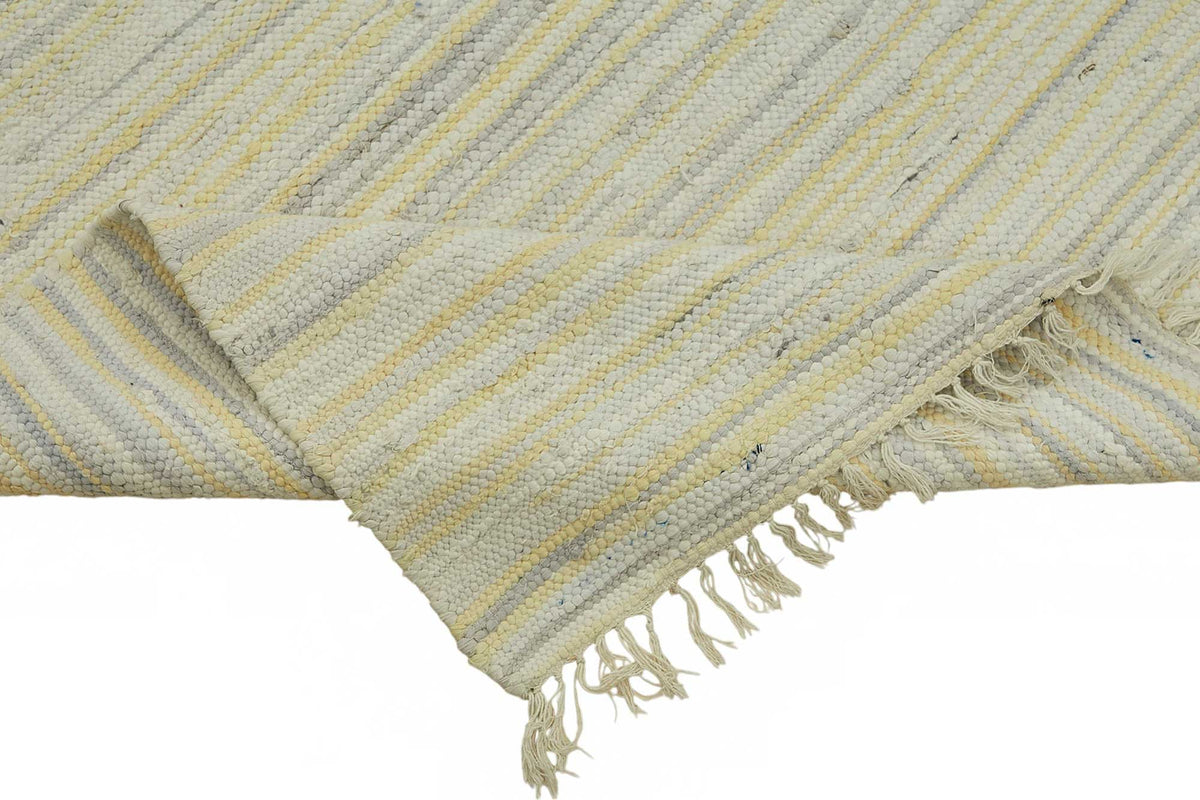Gozvan Açık Gri ve Bej Çizgili Yün El Dokuma Halı 270x354 cm 48923 – kenar detayı