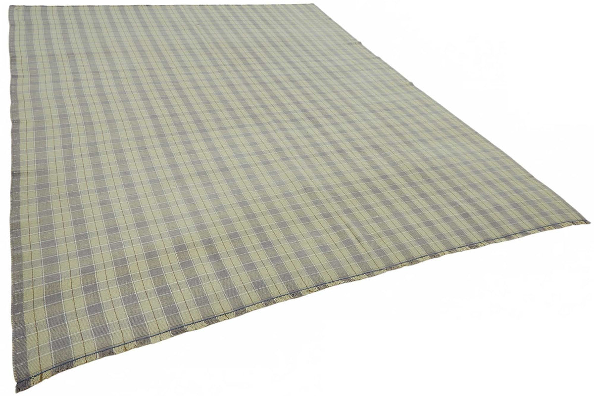 Gozvan Gri Bej Geometrik Modern Yün Pamuk El Dokuma Halı 263x333 cm – genel görünüm