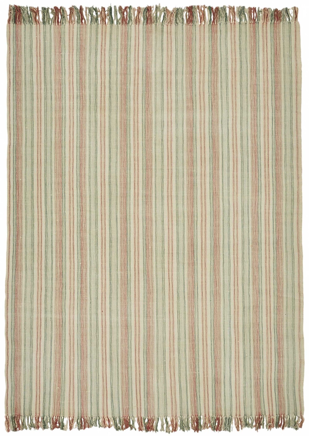 Gozvan Modern Çizgili Bej Kırmızı El Dokuma Halı 254x338 cm 48930