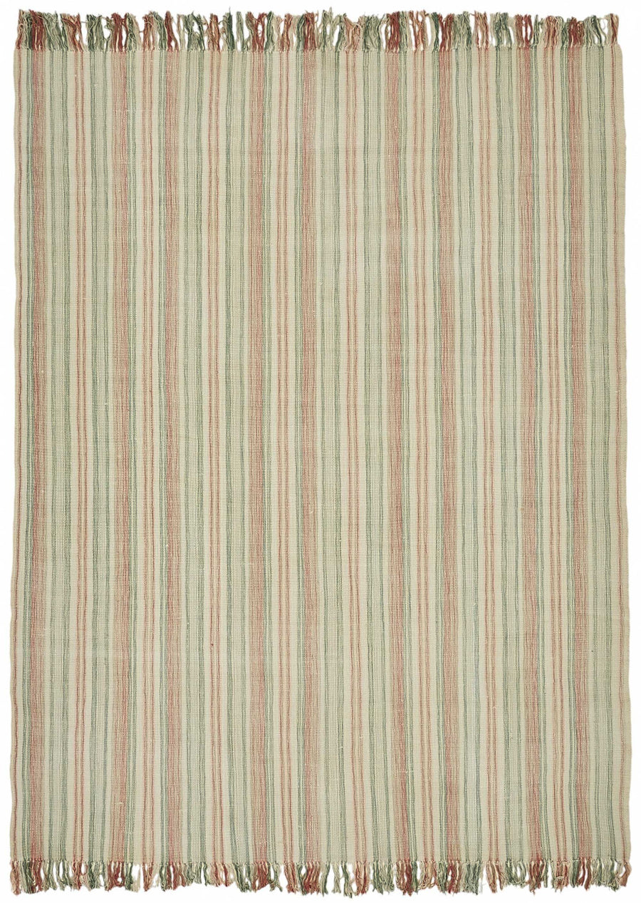 Gozvan Modern Çizgili Bej Kırmızı El Dokuma Halı 254x338 cm 48930