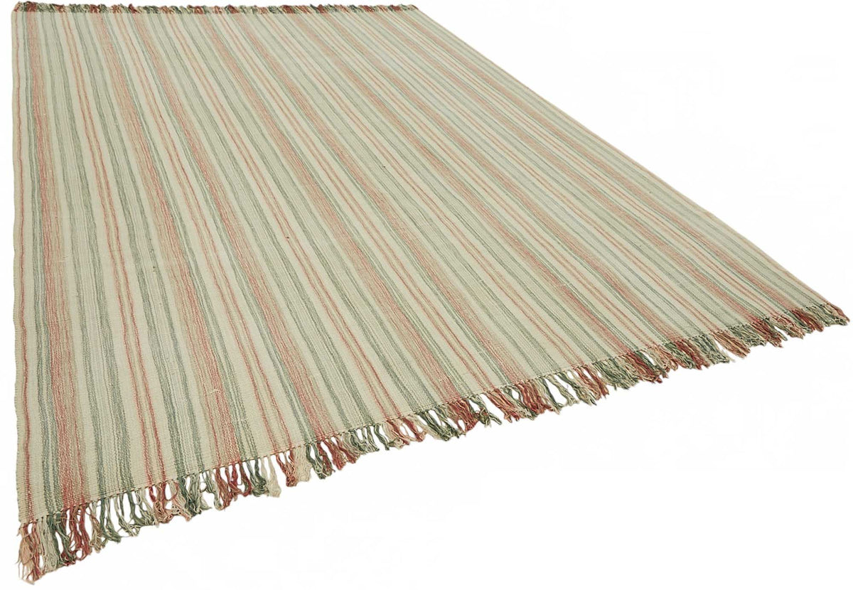 Gozvan Modern Çizgili Bej Kırmızı El Dokuma Halı 254x338 cm 48930 – genel görünüm