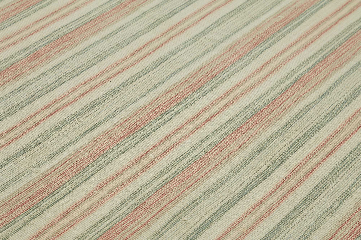 Gozvan Modern Çizgili Bej Kırmızı El Dokuma Halı 254x338 cm 48930 – mekânda kullanım