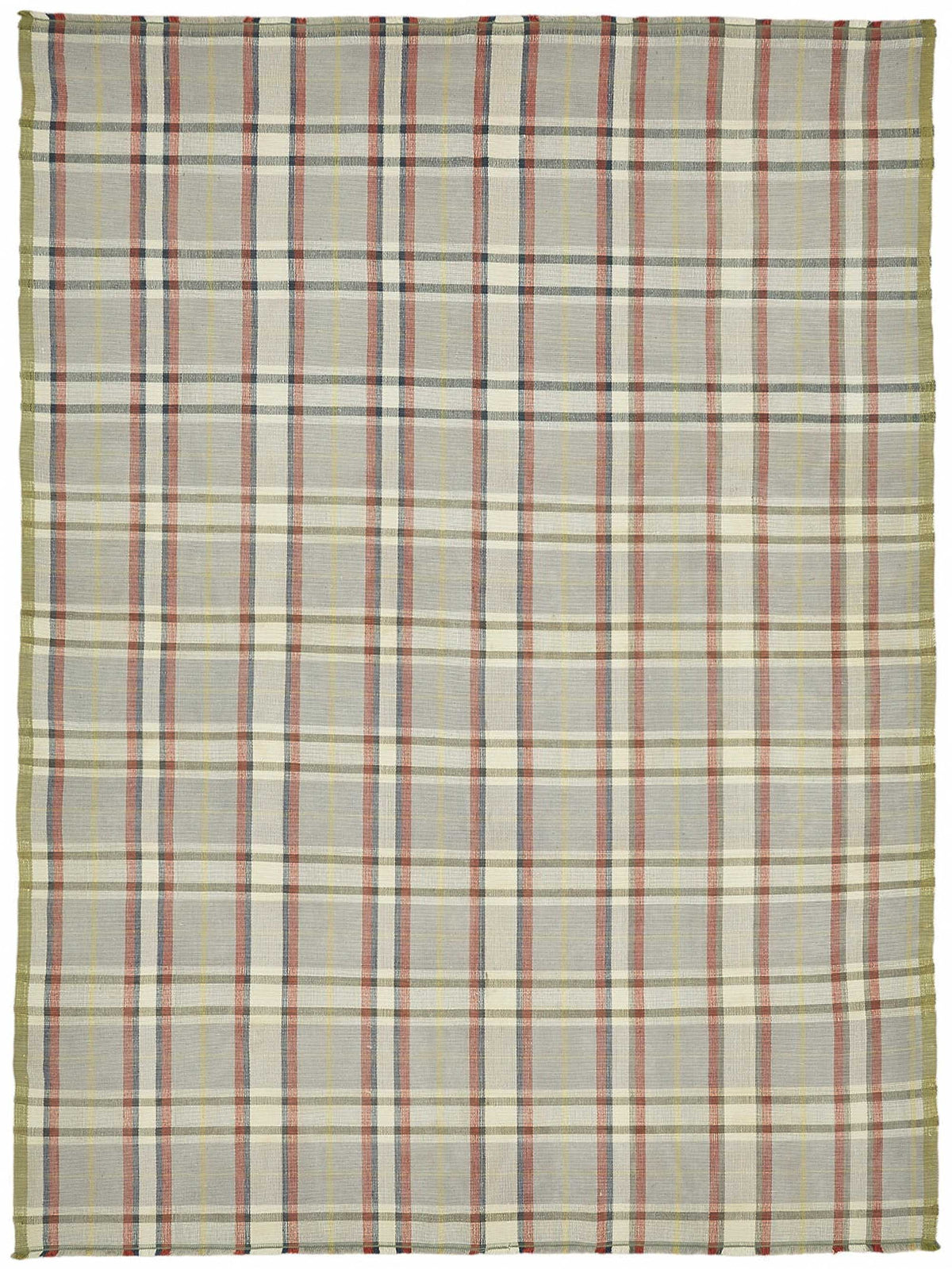 Gozvan Gri Kırmızı Modern Geometrik El Dokuma Halı 256x340 cm