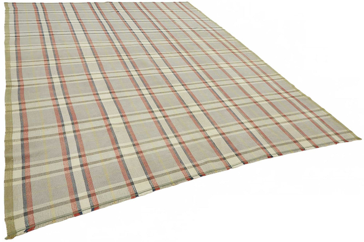 Gozvan Gri Kırmızı Modern Geometrik El Dokuma Halı 256x340 cm – genel görünüm
