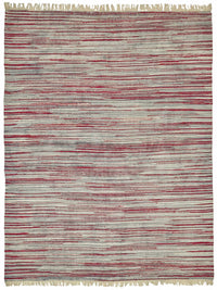 Gozvan Beyaz Kırmızı Çizgili Modern El Dokuma Halı 278x362 cm