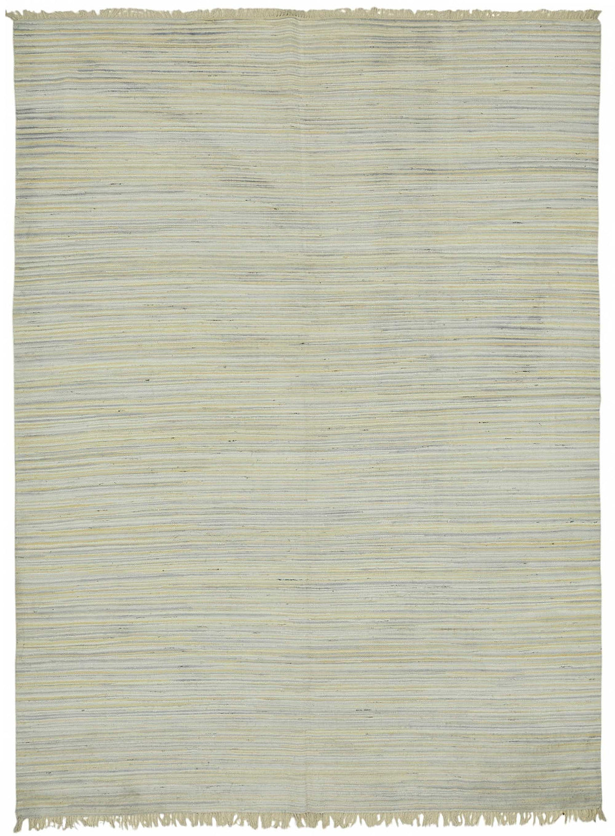 Gozvan Ekru ve Açık Gri Çizgili Yün El Dokuma Halı 300x407 cm