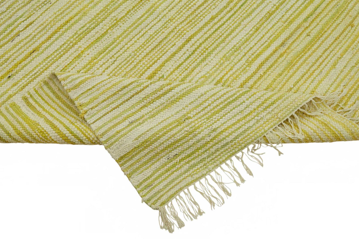 Gozvan Vintage Sarı Krem Çizgili Dokuma Modern Halı 267x358 cm 48937 – kenar detayı