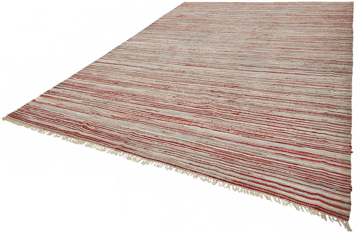 Gozvan Scandinavian Kırmızı Dokuma Çizgili Kilim 306x410 cm 48940 – doku yakın çekim