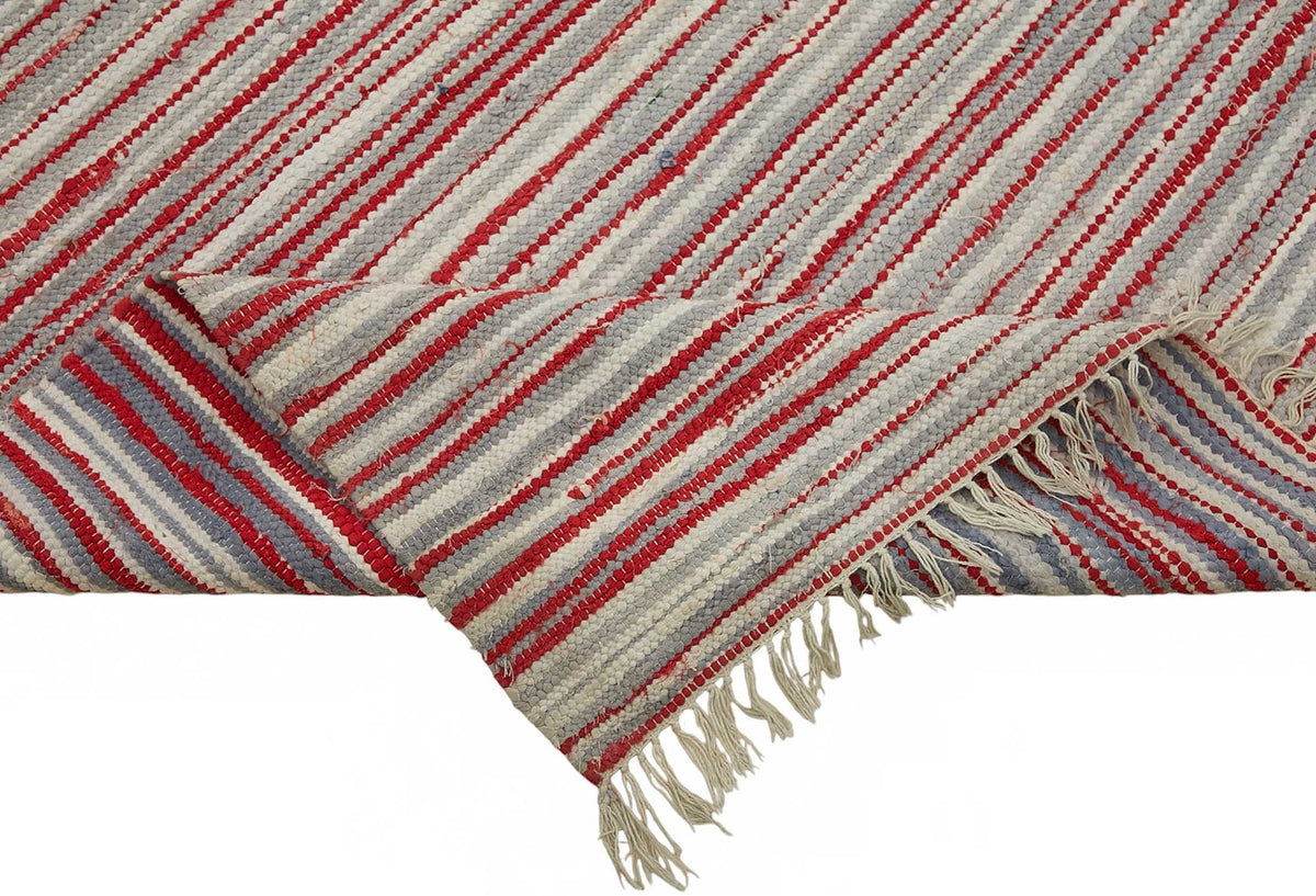 Gozvan Scandinavian Kırmızı Dokuma Çizgili Kilim 306x410 cm 48940 – kenar detayı