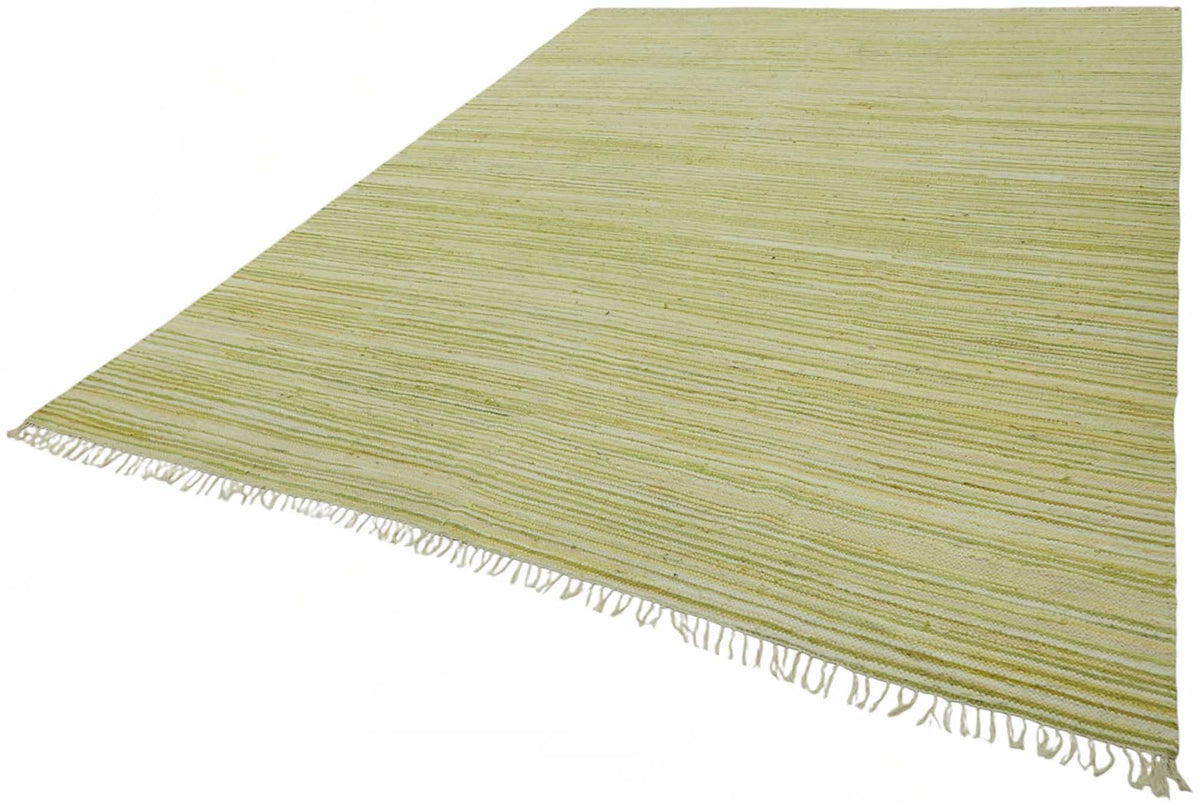 Gozvan Beyaz Modern Halı Yeşil Çizgili 30-40 Yıllık 266x353 cm – doku yakın çekim