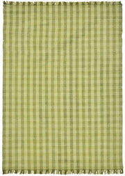 Gozvan Scandinavian Yeşil Bej Çizgili El Dokuma Halı 238x337 cm