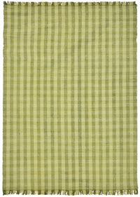 Gozvan Scandinavian Yeşil Bej Çizgili El Dokuma Halı 238x337 cm