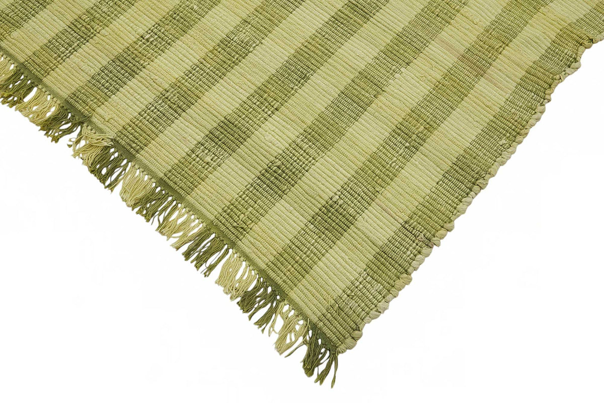 Gozvan Scandinavian Yeşil Bej Çizgili El Dokuma Halı 238x337 cm – detay görünümü