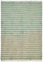 Gozvan Turkuaz Bej Çizgili Modern El Dokuma Halı 268x367 cm