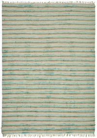 Gozvan Turkuaz Bej Çizgili Modern El Dokuma Halı 268x367 cm