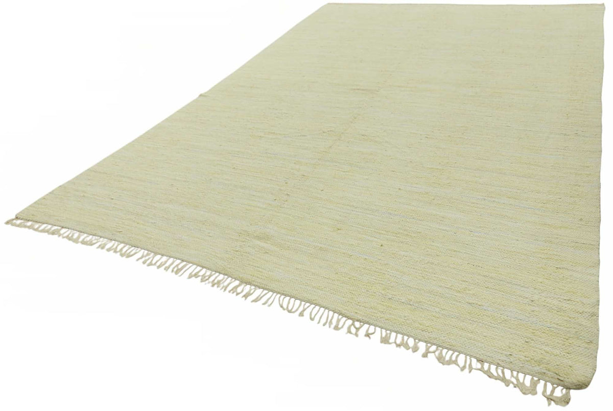 Gozvan Düz Krem Halı Hareli Yüzeyli Modern El Dokuma 280x417 cm – doku yakın çekim
