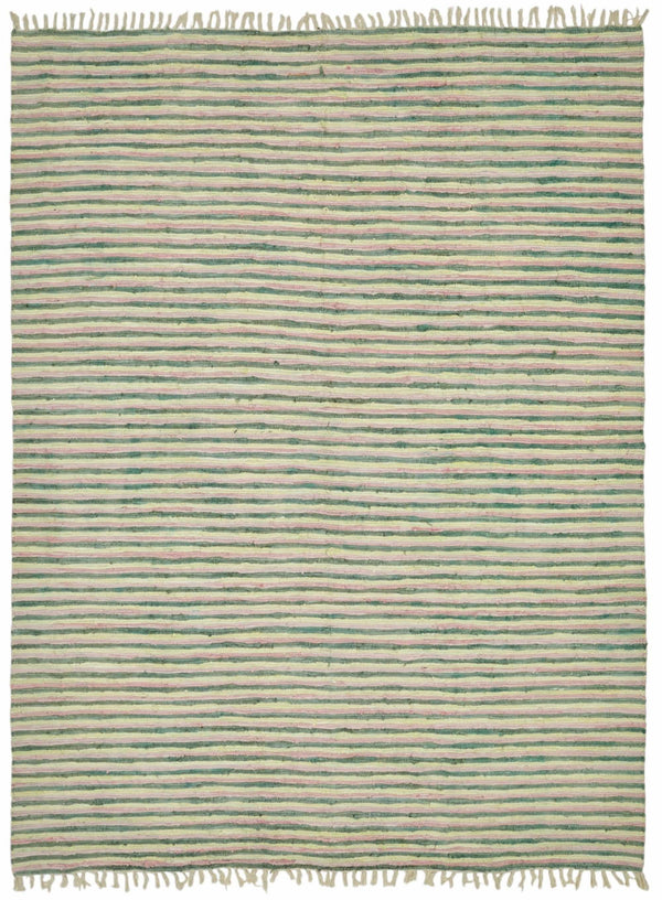 Gozvan Krem Yeşil Çizgili Modern El Dokuma Halı 270x360 cm