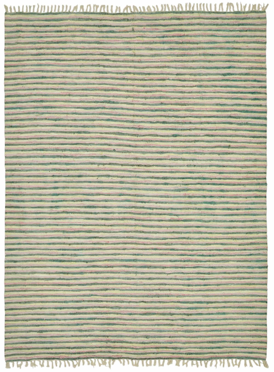 Gozvan Krem Yeşil Çizgili Modern El Dokuma Halı 270x360 cm