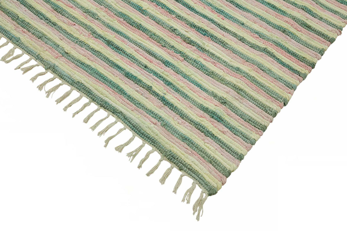 Gozvan Krem Yeşil Çizgili Modern El Dokuma Halı 270x360 cm – detay görünümü