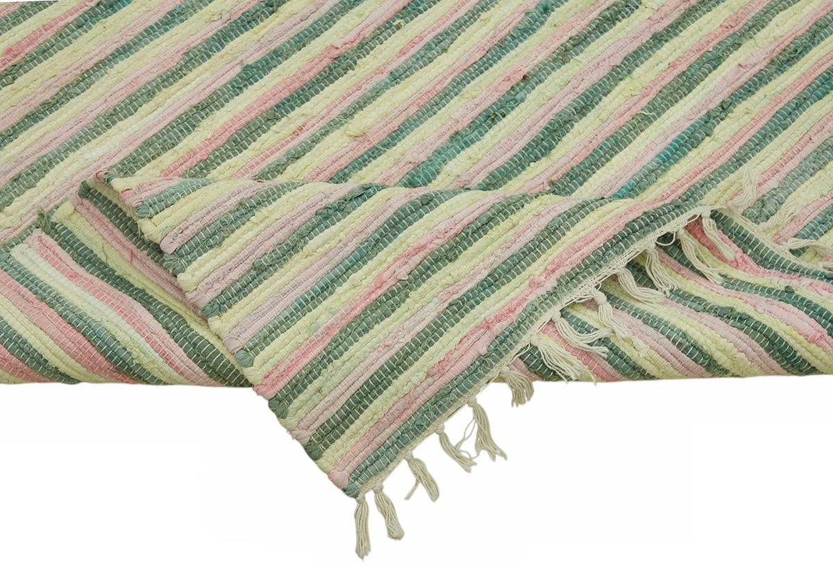 Gozvan Krem Yeşil Çizgili Modern El Dokuma Halı 270x360 cm – mekânda kullanım