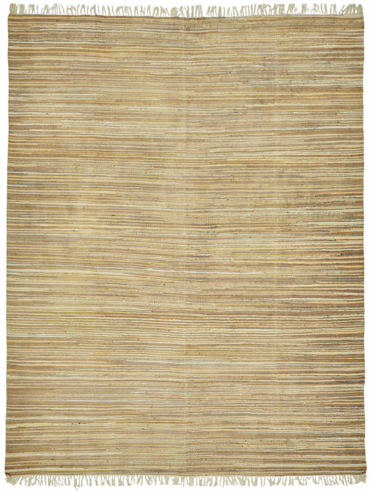 Gozvan Bej Kahverengi Çizgili Modern Yün El Dokuma Halı 268x353 cm