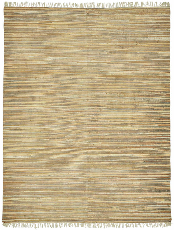 Gozvan Bej Kahverengi Çizgili Modern Yün El Dokuma Halı 268x353 cm