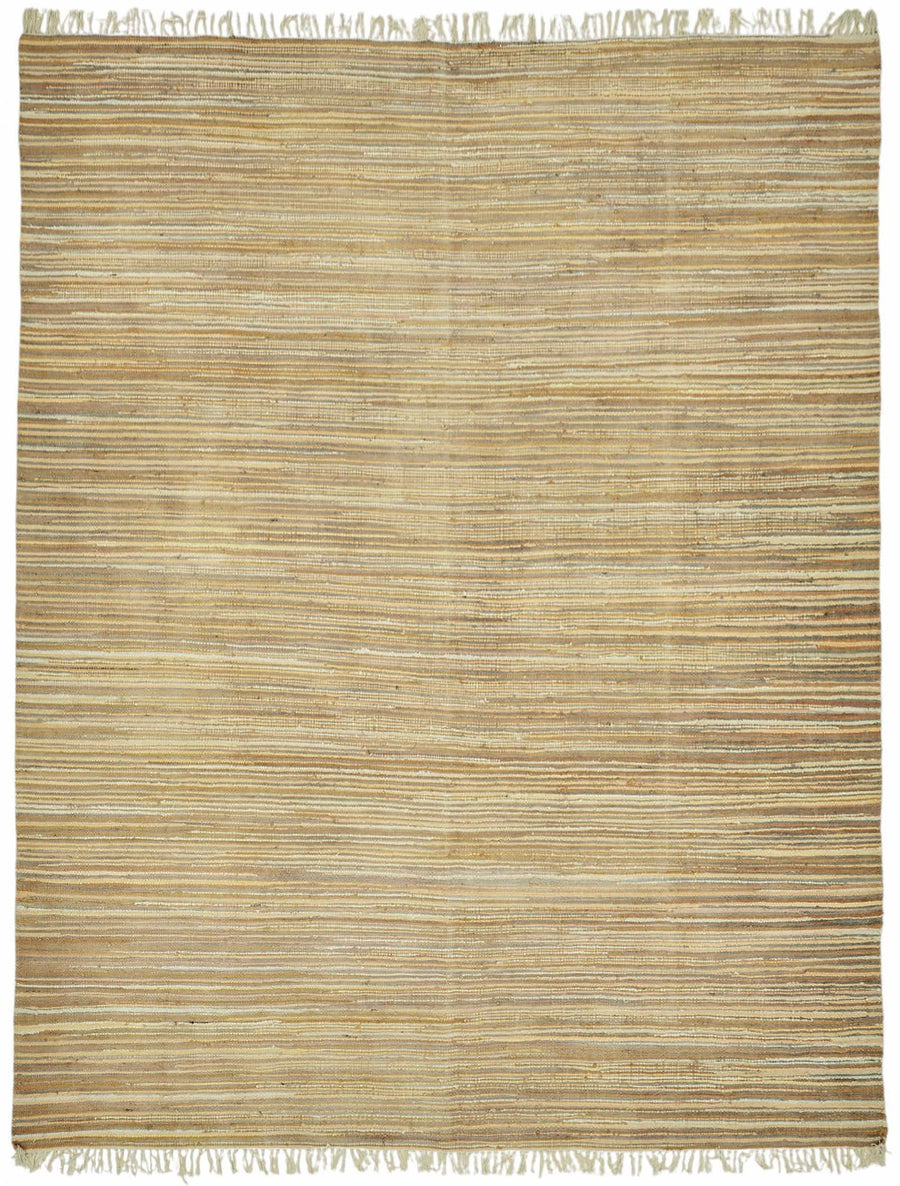 Gozvan Bej Kahverengi Çizgili Modern Yün El Dokuma Halı 268x353 cm