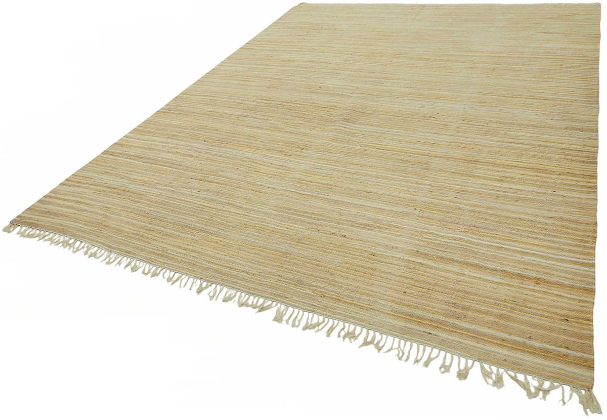 Gozvan Bej Krem Çizgili Modern El Dokuma Halı 275x347 cm – doku yakın çekim