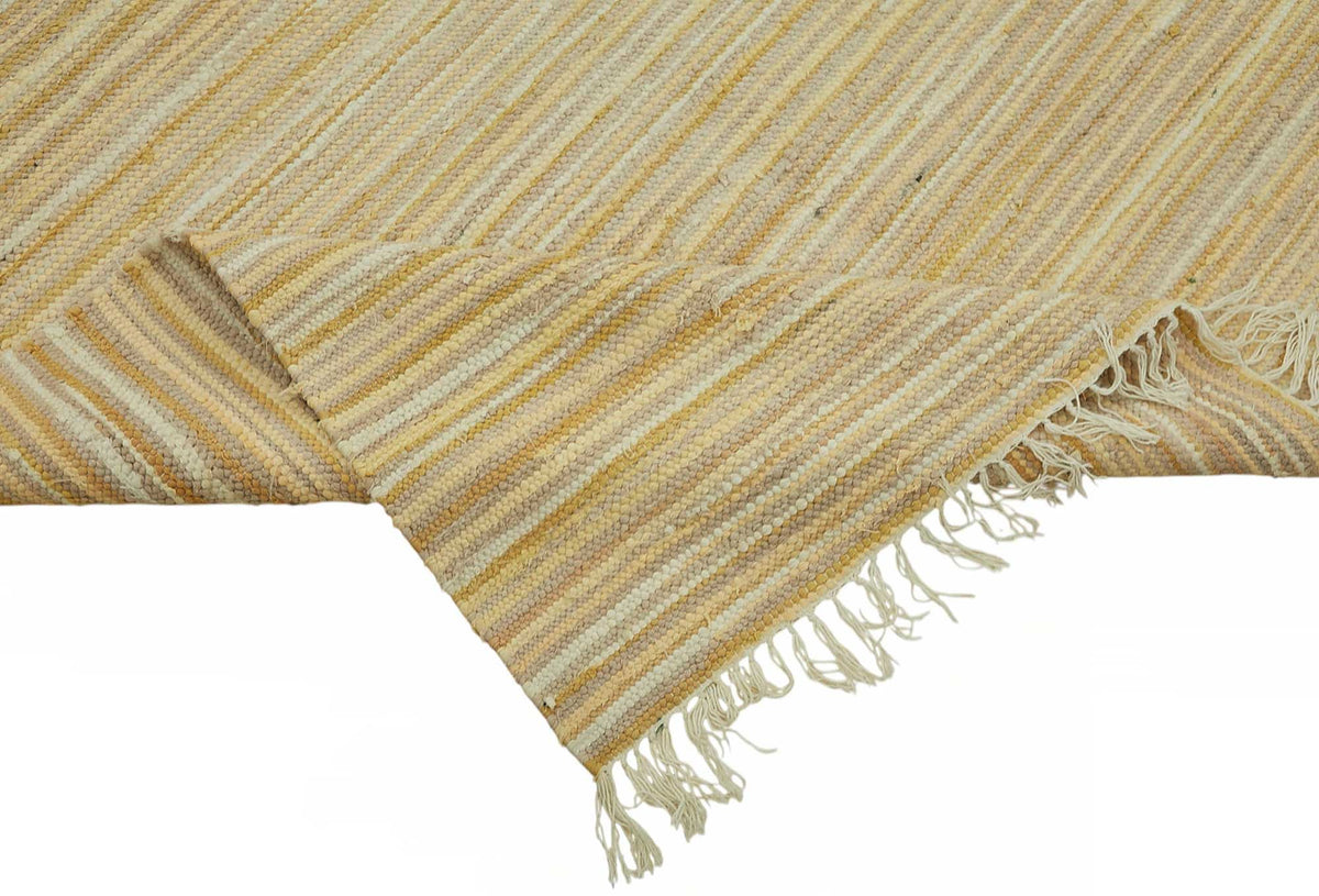 Gozvan Bej Krem Çizgili Modern El Dokuma Halı 275x347 cm – mekânda kullanım