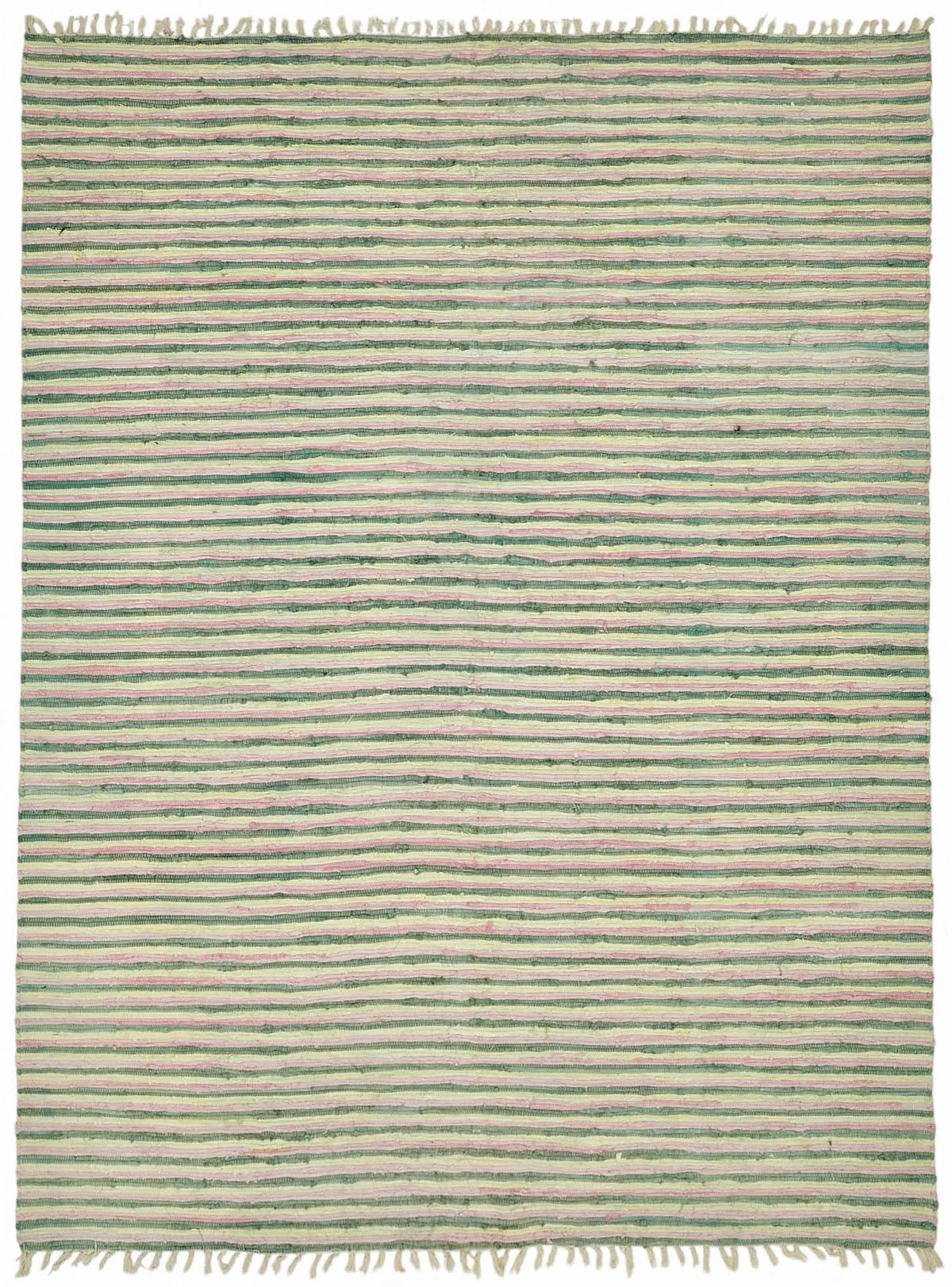Gozvan Yeşil Krem Çizgili Modern El Dokuma Halı 270x367 cm