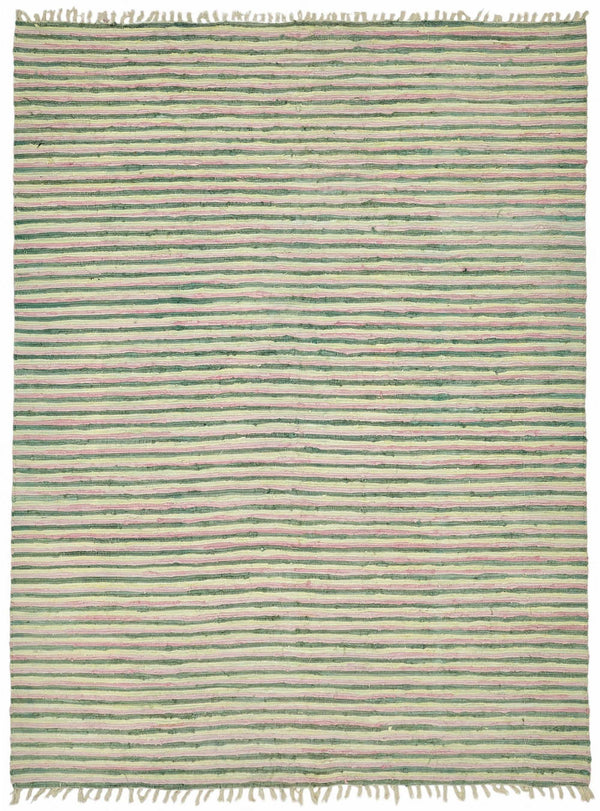 Gozvan Yeşil Krem Çizgili Modern El Dokuma Halı 270x367 cm