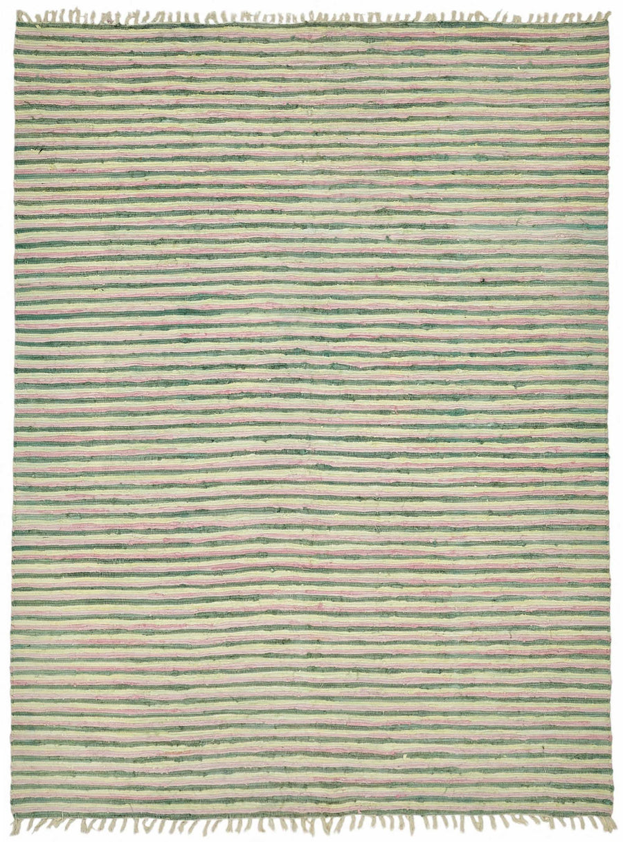 Gozvan Yeşil Krem Çizgili Modern El Dokuma Halı 270x367 cm