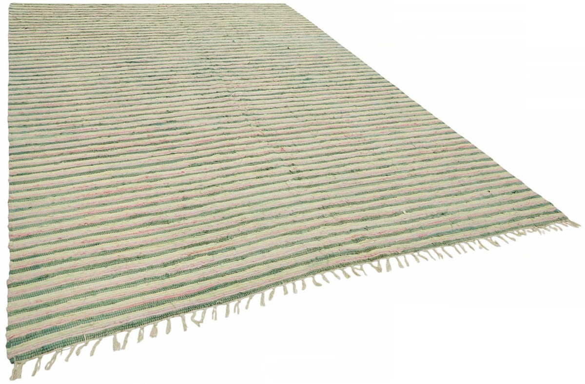 Gozvan Yeşil Krem Çizgili Modern El Dokuma Halı 270x367 cm – genel görünüm