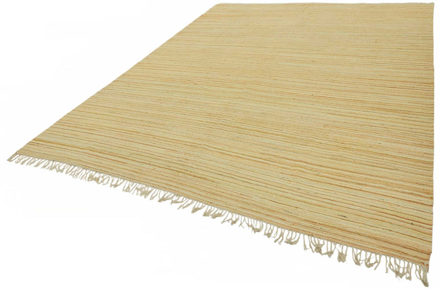 Gozvan Bej Rengi Halı Çizgili ve Gold Tonlu Vintage Dokuma 271x345 cm – doku yakın çekim