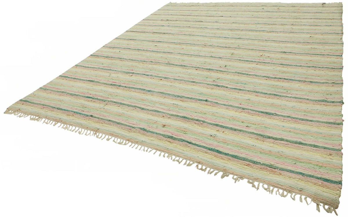 Gozvan Modern Çizgili Düz Krem Halı 310x370 cm 48959 – doku yakın çekim