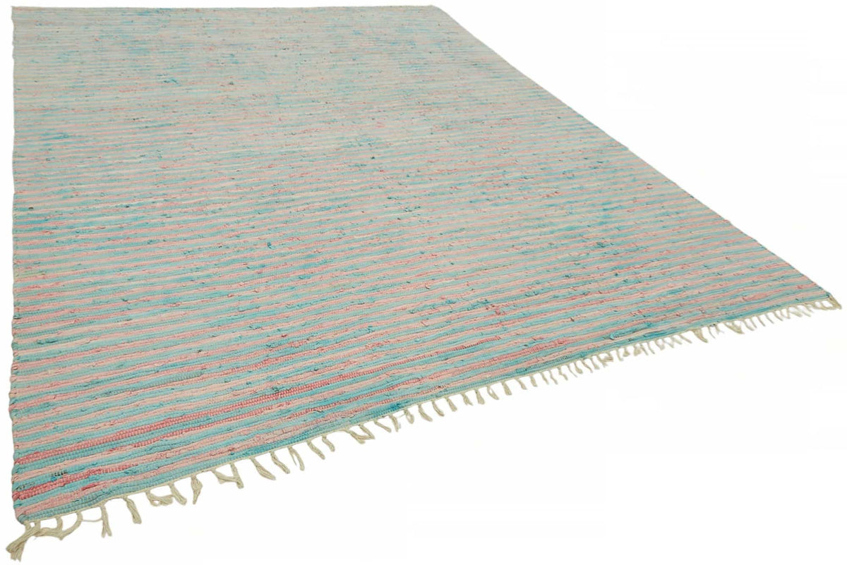 Gozvan Vintage Turkuaz Pembe Çizgili Dokuma Modern Halı 272x352 cm – genel görünüm