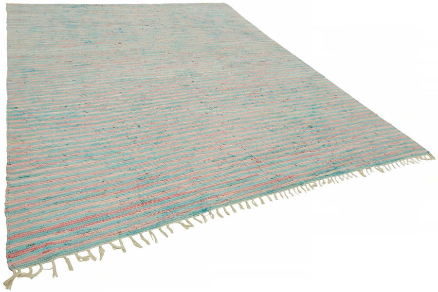 Gozvan Vintage Turkuaz Pembe Çizgili Dokuma Modern Halı 272x352 cm – genel görünüm