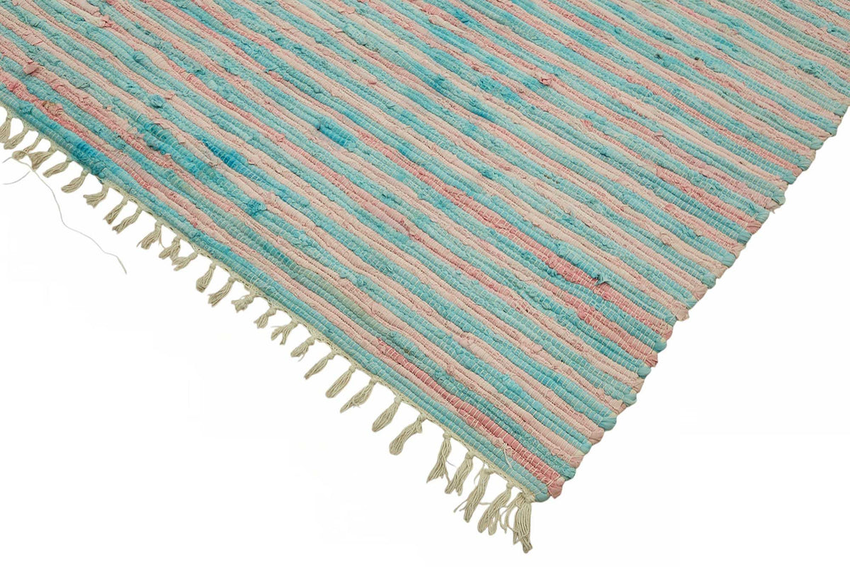 Gozvan Vintage Turkuaz Pembe Çizgili Dokuma Modern Halı 272x352 cm – detay görünümü